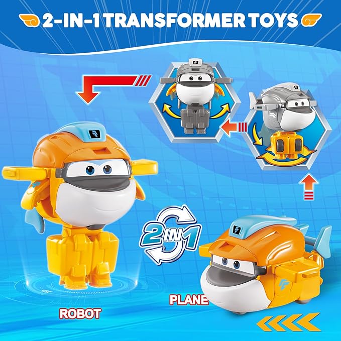 Super Wings Transformer Toys, 2 in Taki Robot Transformer Action Figures, 2-in-1 Mode Robot Transformer Toys for Boys Girls 4-6 6-8, Fun Plane Toys for Boys Toddlers Kids Age 3 4 5 6 7 8