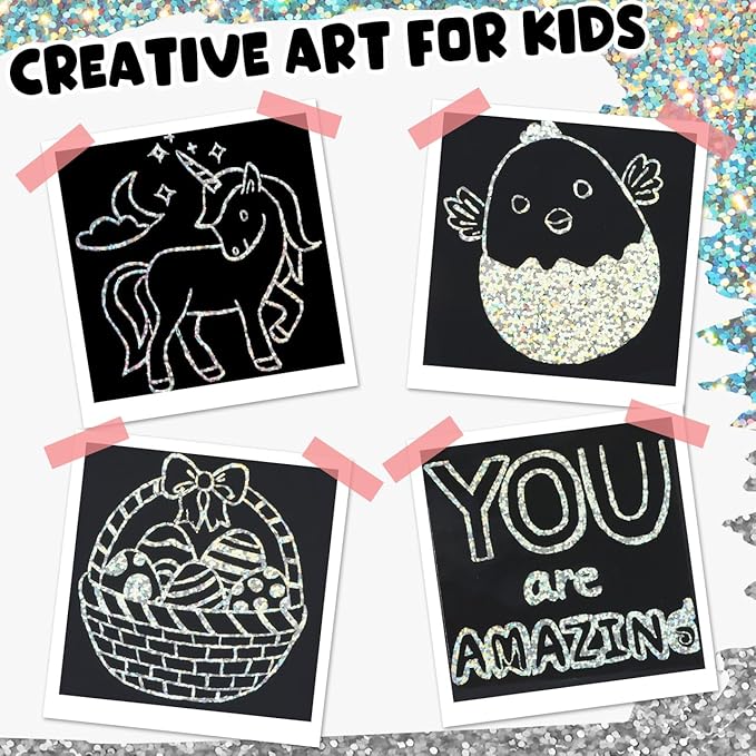 ZMLM Rainbow Scratch Paper Art Mini Notes Easter Basket Stuffers for Kids Teens Gifts Ages 4-8 Bulk Craft Supplies for Girls Boys Birthday Classroom Party Games Toy Stocking Stuffers(Silver)