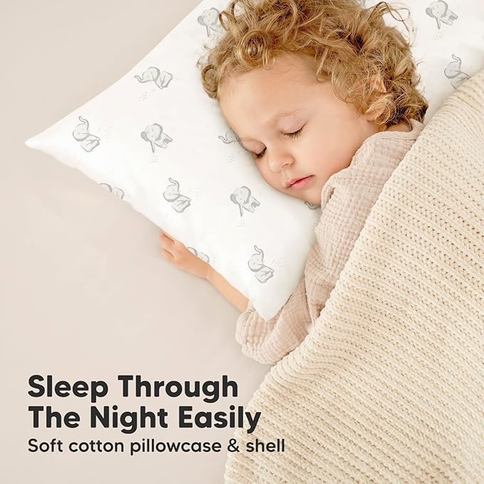 Toddler Pillow with Pillowcase - 13x18 My Little Dreamy Pillow, Organic Cotton Toddler Pillows for Sleeping, Kids Pillow, Travel Pillows, Mini Pillow, Nursery Pillow, Toddler Bed Pillow (Fox Tales)