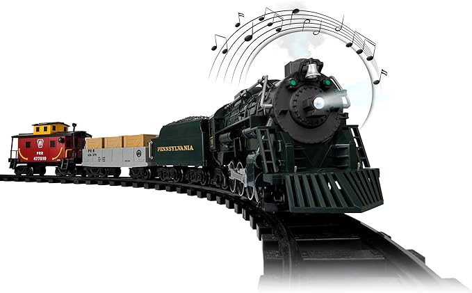 Lionel Battery-Operated Pennsylvania Flyer Freight Toy Train Set with Bluetooth, Locomotive, Train Cars, & Track with Authentic Train Sounds, Lights, & Water Vapor Smoke Effects for Kids 4+