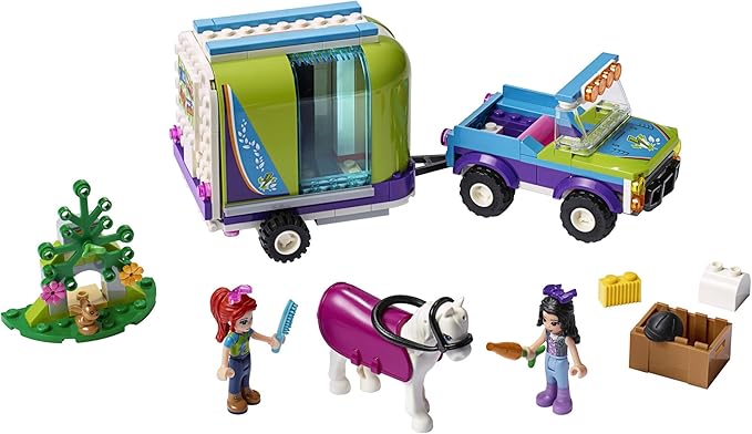 LEGO Friends Mia's Horse Trailer 41371 Building Kit with Mia and Emma Mini Dolls Includes Toy Truck, Horse, and Rabbit for Creative Play (216 Pieces)