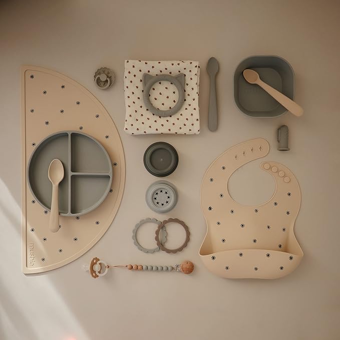 mushie Silicone Suction Plate | BPA-Free Non-Slip Design (Stone)