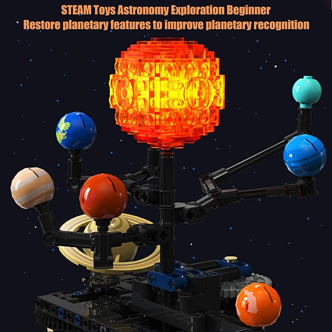 Solar System Building Toys, Rotatable Educational Toys for Science Experiments，Lighted Ornaments for The Night，Birthday Gift for Ages 8 up，Gifts for Christmas （775 Pieces）