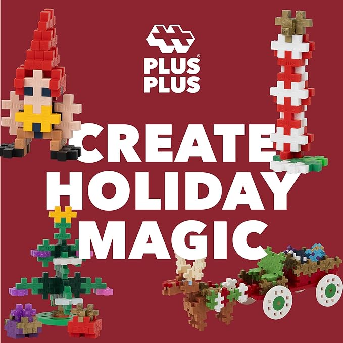 Plus Plus Christmas Advent Calendar 2024, 25 Kids Building Block Toys, Mini 3D Puzzle Kits, Fun Holiday Countdown Stem Gifts, 600 Pieces - Woodland Christmas