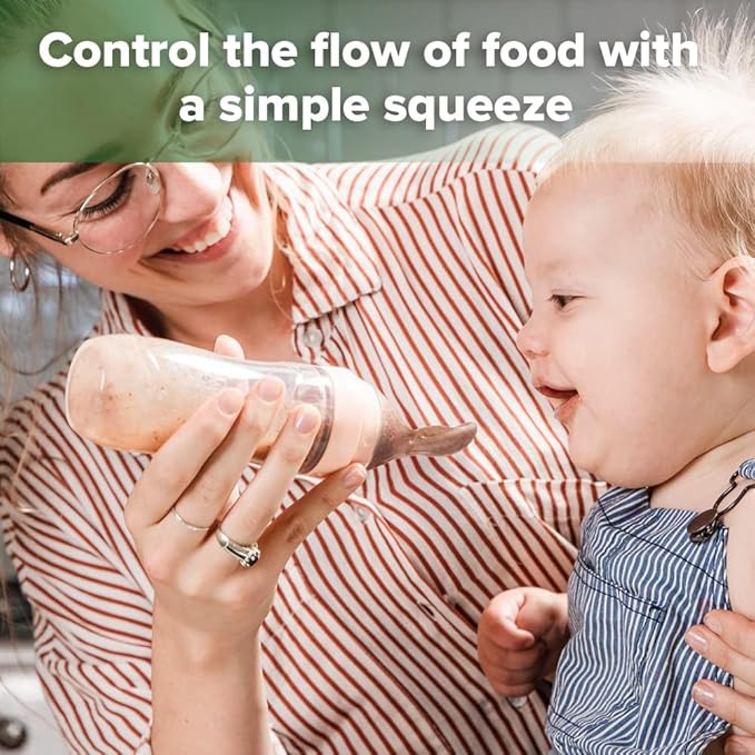 Haakaa Silicone Baby Food Dispensing Spoon Feeder 4oz - Infant Squeeze Cereal Feeder, Baby Fresh Food Feeder, Feed Bottle for Puree, Solid Baby Food, BPA Free, 4m+ Babies – Grey