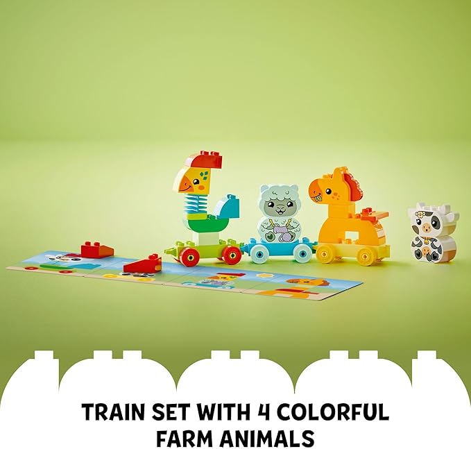 LEGO DUPLO My First Animal Train Building Set and Horse Toy, Educational Toy for Toddlers Ages 1-3 with 4 Animal Figures, Creative Nature Toy Birthday Gift for Animal Loving Preschoolers, 10412