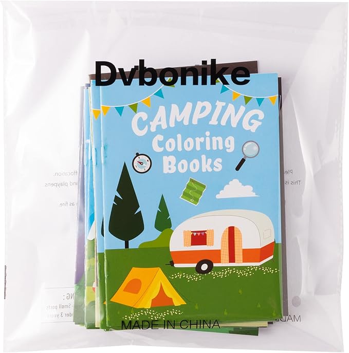 Dvbonike 24Pcs Camping Coloring Books Including Tent Camping Light Forest Bear Rabbit DIY Art Drawing Patterns Summer Birthday Party Favors Gifts Home School Activity Supplies for Kids Boys Girls