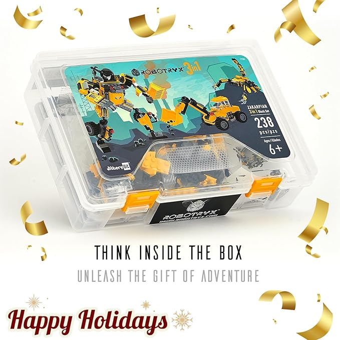 JITTERYGIT Robot Building Toy Gift for Boys, Perfect STEM Gift for Builders Ages 6, 7, 8, 9, and 10 Year Olds, Yellow Zakarpian (238 Pcs) Robotryx