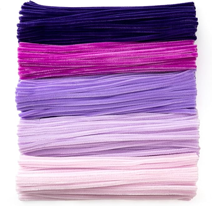 Caydo 500 Pieces Purple Pipe Cleaners, Chenille Stems, Pipe Cleaner Crafts for DIY Art and Craft Projects Creative Gift Party Decorations