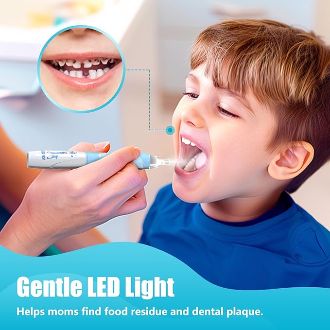 Kids Electric Toothbrush Toddler Toothbrush Age 2-4-8-12 Electric Toothbrush Kids with Timer Rainbow LED Light Up Vibrating Toothbrush Battery Operated Childrens Sonic Tooth Brush (Blue Giraffe)