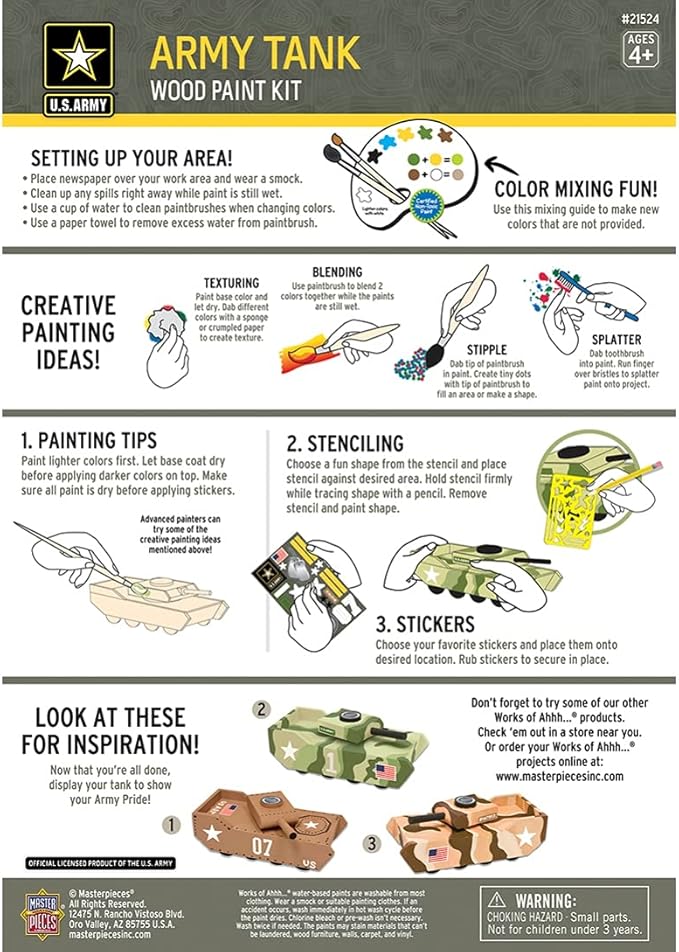 Works of Ahhh... Craft Set - U.S. Army Tank Wood Paint Kit