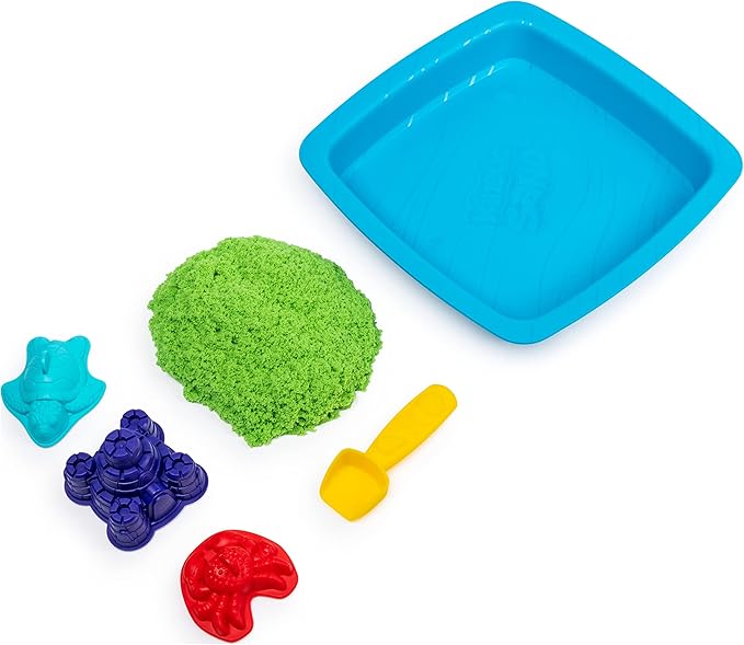 Kinetic Sand, Sandbox Playset with 1lb of Green and 3 Molds, for Ages 3 and up