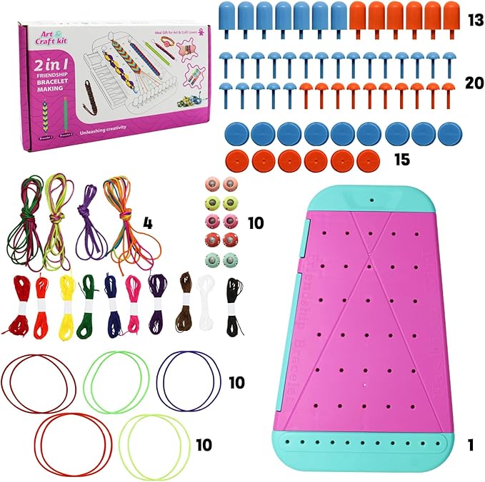 Happytime Friendship Bracelet Making Kit for Girls Birthday Gift Toy, Gir DIY Jewelry Making Kit Arts and Crafts for Kids, Fashion Fun Necklace Ring Bracelet Set