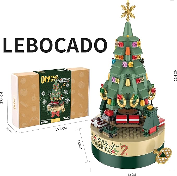 Christmas Tree Music Box Building Blocks - DIY Xmas Building Kit (360 Components)