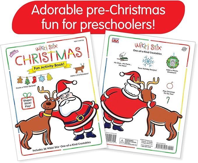 WIKKI STIX Christmas Activity Book – Fun Holiday Arts & Crafts for Kids, Includes 25 Festive Activities – Perfect Stocking Stuffer & Creative Play Gift!