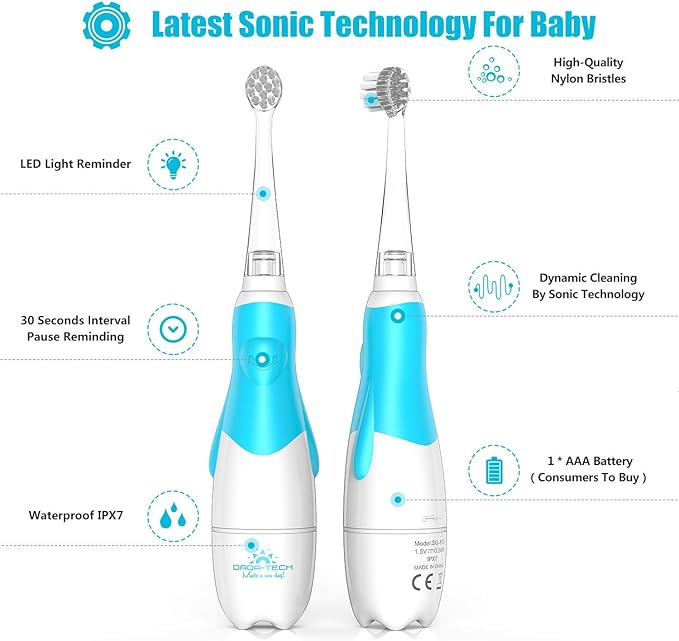 Dada-Tech Kids Electric Toothbrush Replacement Heads for DT-BB1, DT-K6, SG-513, SG-977- Pack of 4 (Large Age 3+)
