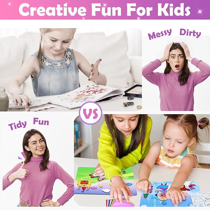 ZMLM Foil Art Kit for Kids - Arts Crafts Fun Mess Free Activity, Gifts for Ages 4 5 6 7 8 9 Girls Boys, Crafts for Kids Creative Birthday Easter Valentines Gifts Toys (Princess)