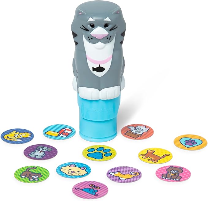 Melissa & Doug Sticker WOW!™ 24-Page Activity Pad and Sticker Stamper, 300 Stickers, Arts and Crafts Fidget Toy Collectible Character – Cat - FSC Certified