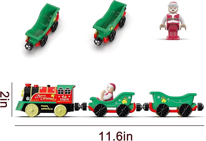 Electric Train Set for Wooden Tracks, Battery Powered Trains Toy with Lights & Sounds for Toddlers, Motorized Train for Kids Compatible with Thomas & Friends, Brio, Chuggington