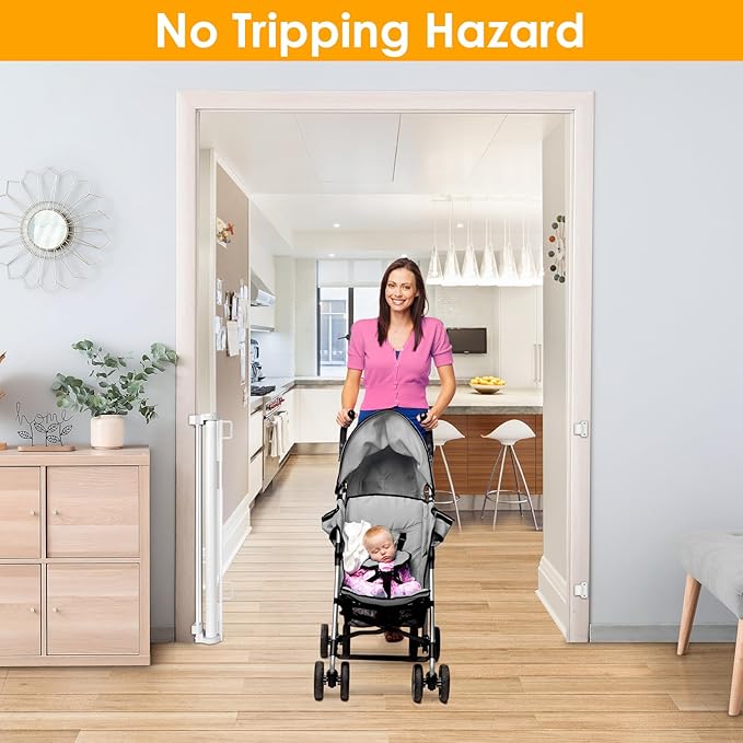 Retractable Baby Gates for Stairs 60” Wide Mesh Baby Gates for Doorways Retractable Dog Gate for Kid Child Gates for stairs Outdoor Baby Gate Toddler Gate for Stair Safety Doorway Baby Gate Deck Gates