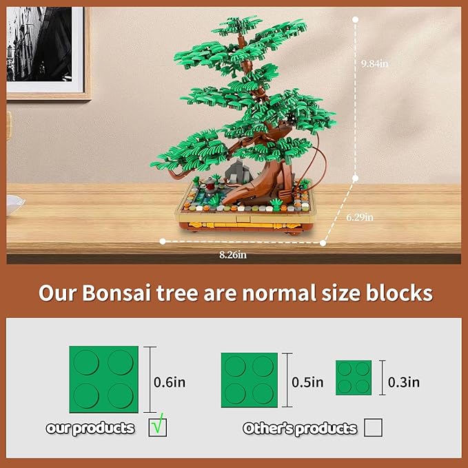 Bonsai Tree Building Sets, Compatible with Lego, Pine Tree Building Kits Collection DIY Plant,Gift for Home Decor and Office Art