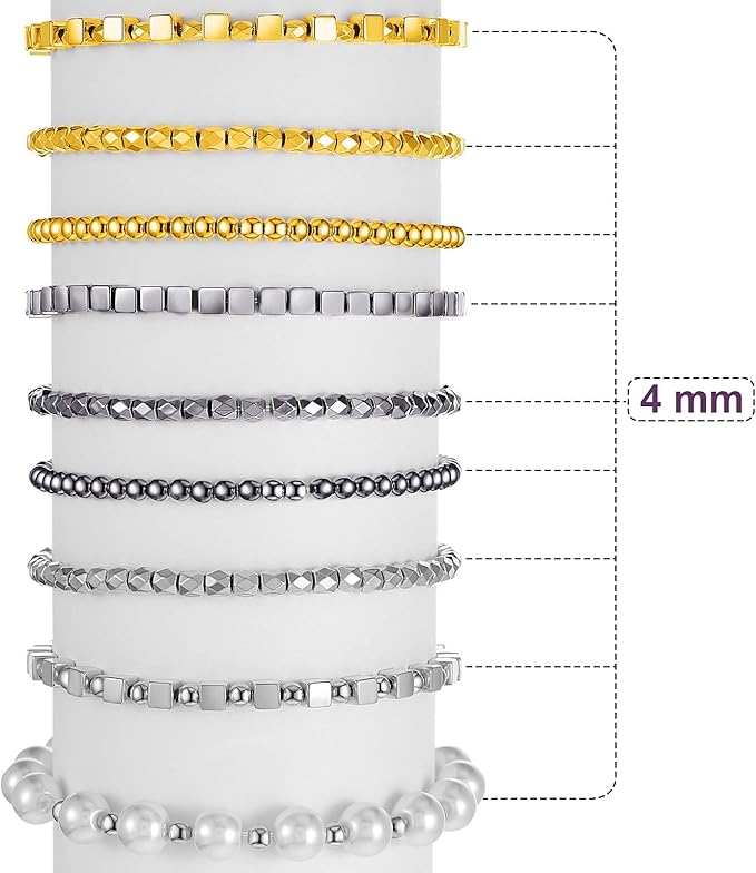 Yaomiao 3000 Pieces Spacer Beads Set Friendship Bracelet Kit Bracelet Beads Assorted Round Cube Column Gold Sliver Beads for Bracelet Jewelry Making(Gold, Sliver, Black)