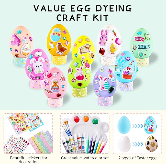 Easter Eggs Easter Basket Stuffers - 30Pcs Easter Egg Decorating Kit, Easter Gifts For Kids, Easter Eggs Painting Kit for Hunts Activity Easter Decoration With 4 Stickers, DIY Egg Dye Coloring Kit