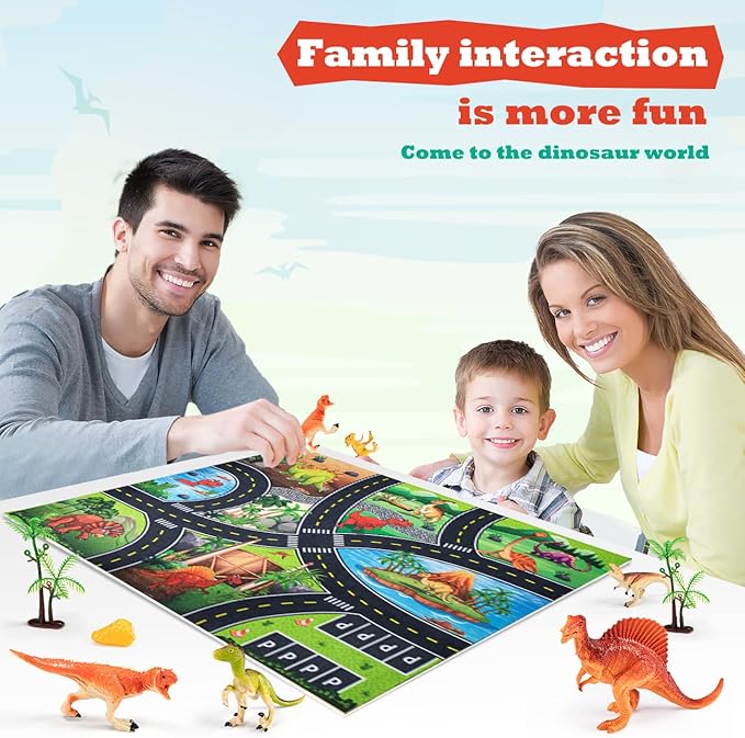 Dinosaur Toys for 3 4 5 Year Old Boys Gifts, Dinosaurs Toys for Kids 3-5-7, Dino Figures Activity Play Mat Christmas Birthday Gifts for Girls Toddler Toys Age 2-4