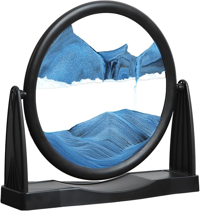 MXYATCJ | Moving Sand Art | Sand Art Liquid Motion | Sand Art Pictures | 3D Deep Sea Sandscape | Glass Sand Art Display | Sand Relaxing Gift for Adult | Home Office Decor | Desktop Toys | (8'' Blue)
