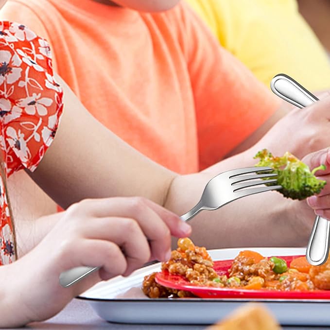 LIANYU 10-Piece Children Silverware Set, Kids Forks and Spoons Silverware Set, Stainless Steel Toddler Utensils Flatware, Child Cutlery for Home Preschools, Dishwasher Safe