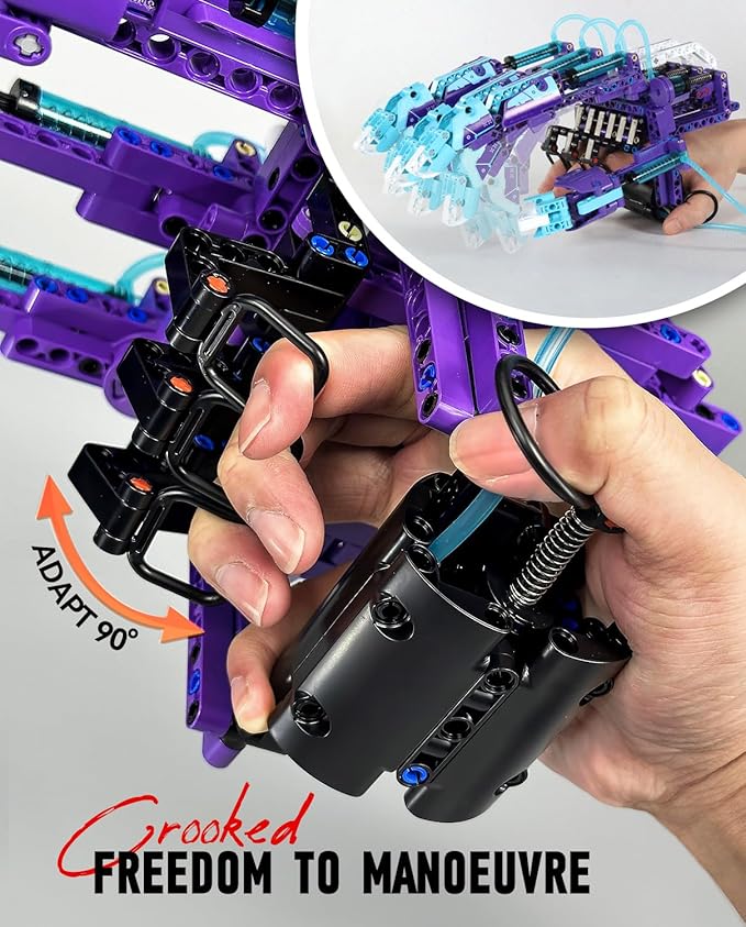 Nano-Hydraulic Mechanical Gloves Creative Assembly Model Toys Building Block Sets Wearable with One Hand and Telescopic Knuckles Gifts, Decoration and Display Model Sets for Children and Adults