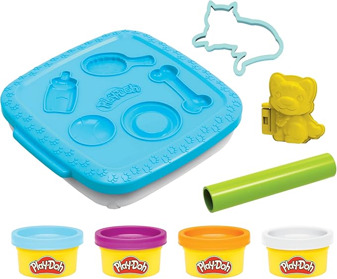 Play-Doh Create ‘n Go Pets Playset, 4 Colors & Storage Container, Animal Toy Sets, Easter Basket Stuffers, Preschool Toys, Kids Arts & Crafts, Ages 3+