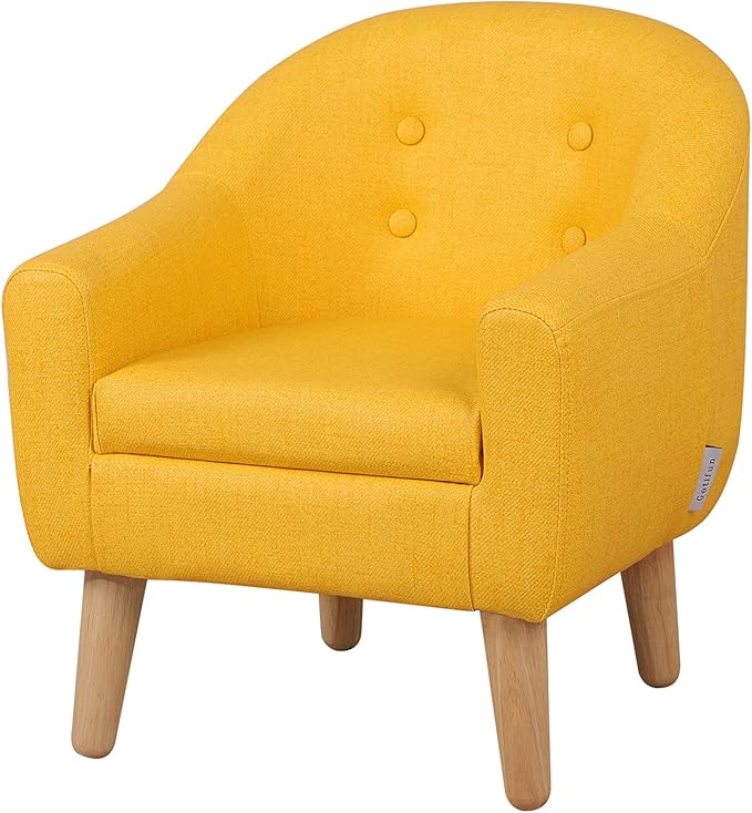 Getifun Single PVC Kids Sofa Chair, Toddler Sofa Couch with Wooden Legs, Children Armchair for Children Gift (Yellow)