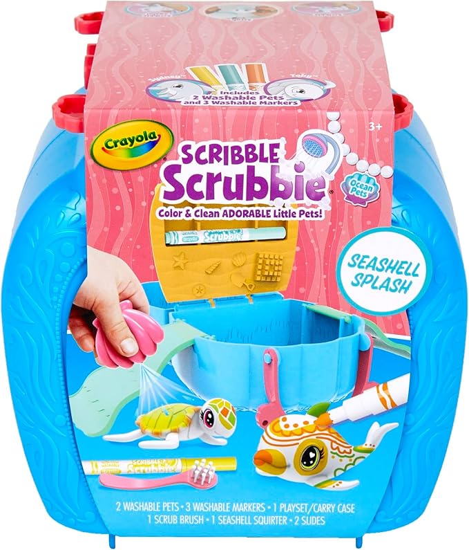 Crayola Scribble Scrubbie Pets, Ocean Animals Playset, Color & Wash Creative Toy, Gift for Kids, Age 3, 4, 5, 6