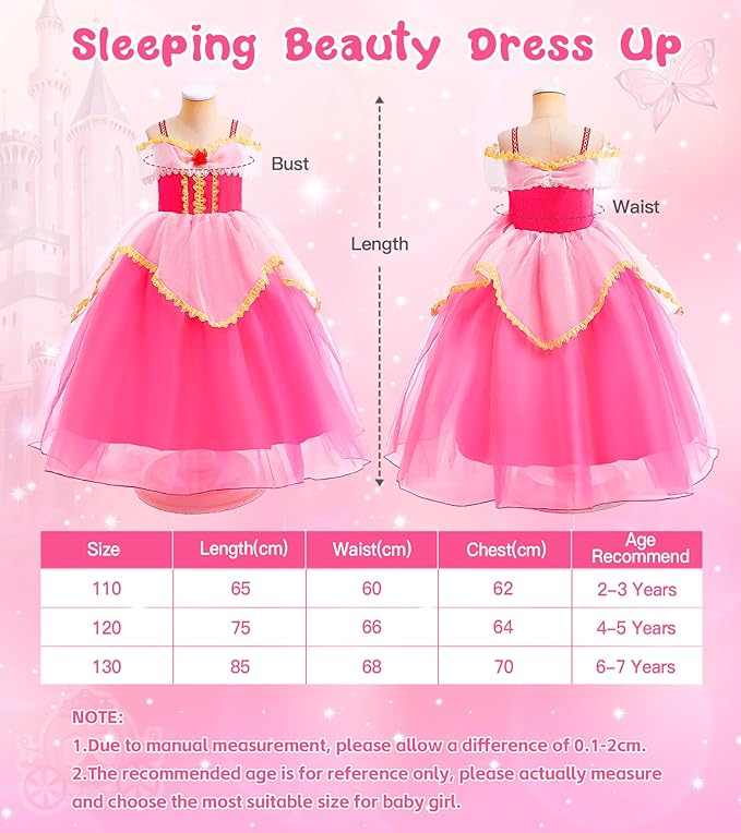 Princess Dress Up Clothes for Little Girls, Belle Costume Dress with Accessories for Birthday Party Cosplay Halloween