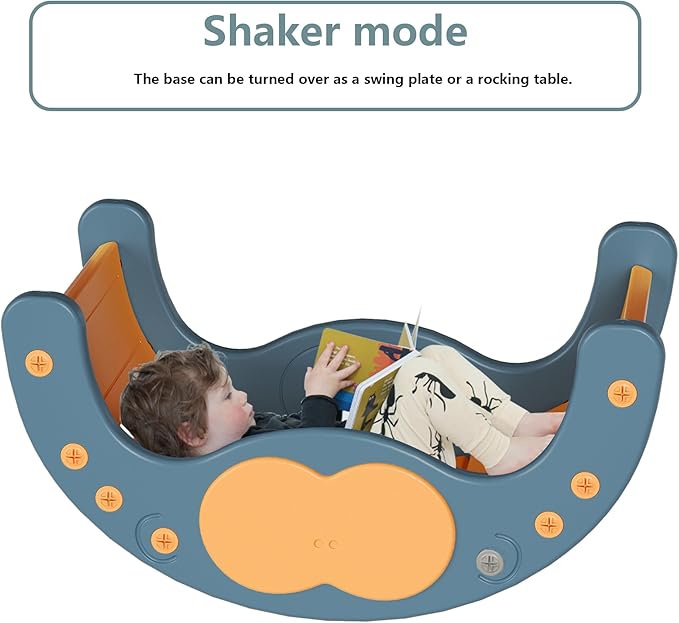 Children's Indoor Climbing Slideway Swing Playground 4-in-1 Function: Slide, Rock Climbing, Balance Board and Cradle Safe and Solid Montessori Toys Blue（1 Climbing Frame+1 Sliding Plate）