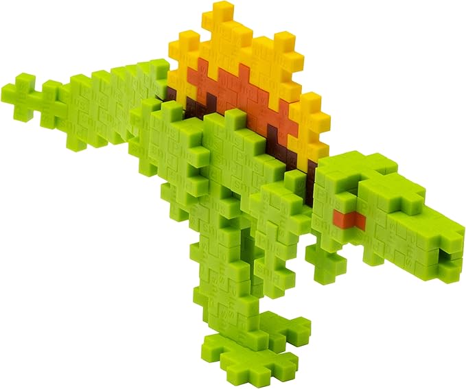 PLUS PLUS 3D Dinosaur Figure Building Block Set, 70 Mini Interlocking Puzzle Pieces, Fun Stem Toys for Kids - Spinosaurus Maker Tube
