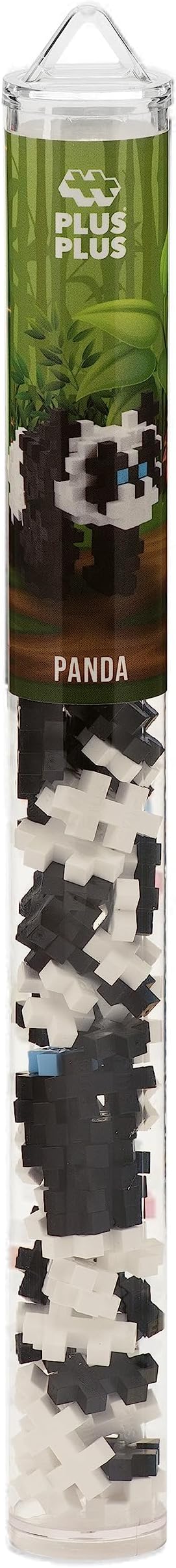 PLUS PLUS 3D Animal Figure Building Block Set, 70 Mini Interlocking Puzzle Pieces, Fun Stem Toys for Kids - Panda Maker Tube