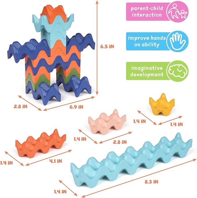 Colorful Building Blocks for Kids STEM Building Toys Montessori Educational Construction Toys Interlocking Solid Creative Stacking Blocks for Toddlers Preschool Boys and Girls Aged 3-8