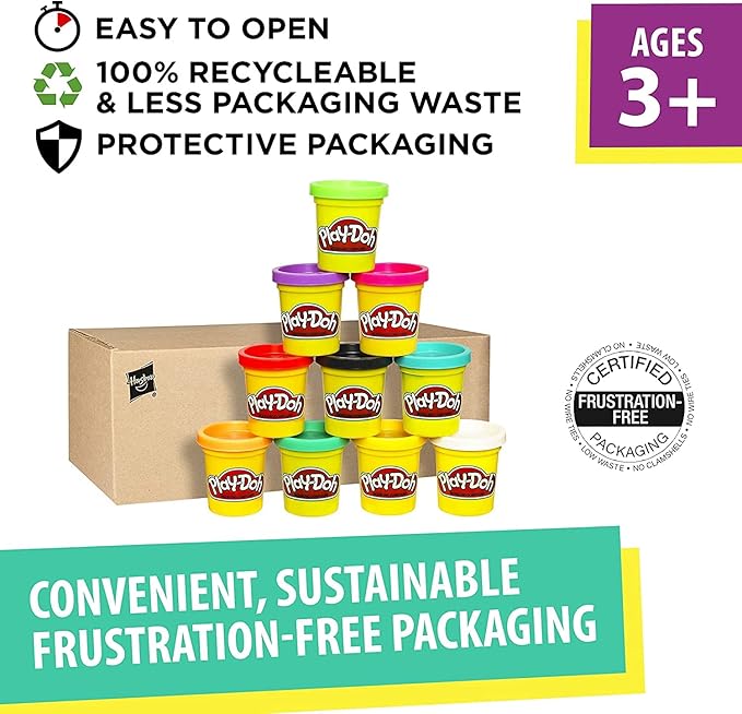 Play-Doh Bulk 10-Pack Case of Assorted Colors, Easter Basket Stuffers, Party Favors for Girls & Boys, Kids Arts & Crafts, Preschool Toys, Ages 2+ (Amazon Exclusive)