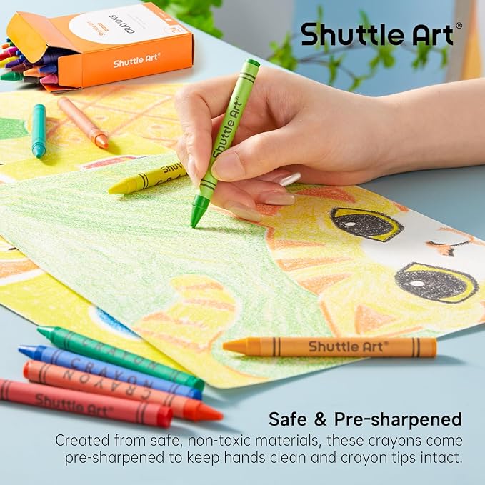 Shuttle Art Crayons Bulk Set - 40 Boxes of 24 Assorted Colors, 960 Count Durable & Non-Toxic Teacher-Quality Crayons, School Supplies bulk in Crayons For Family Class Party Favors