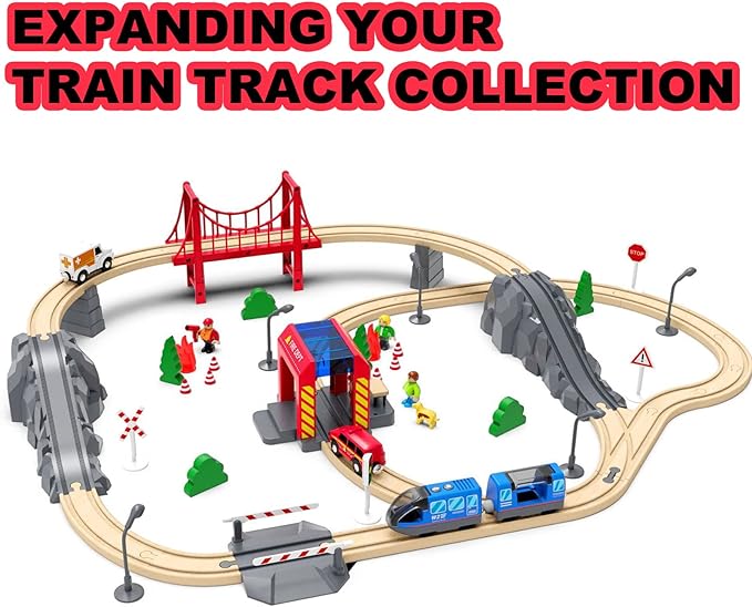 Fire Station Playset Toy for Wooden Train Track,Creative City Firestation Shed Railway Accessories Preschool Learning Educational Pretend Toys for Toddler Kids