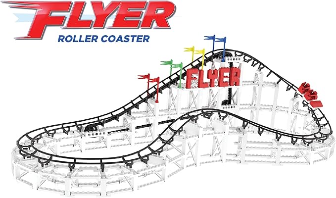 Flyer - 539 Pieces, Building Brick Set, Gravity Powered Roller Coaster Model, Promotes STEM Learning
