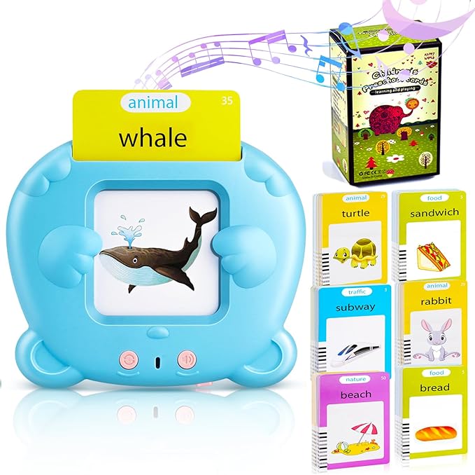 Talking Flash Cards for Toddler 1-6 Year Olds, Learning Montessori Toys with 224 Sight Words, Pocket Speech for Toddlers Therapy Toys, Children's Sensory Preschool Learning Educational Birthday Gifts