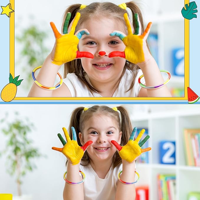 Libima 48 Pcs Sand Art Bracelets Kids, Clear Hollow Plastic Bracelet for Sand with 5 Mini Funnels Plastic Small Funnel for Sand Art Crafts and Party Favors