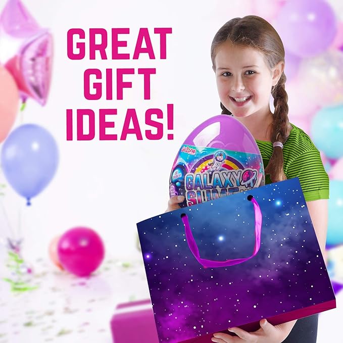 GirlZone Egg Surprise Galaxy Slime Kit for Girls, 39 Pieces to Make Glow in The Dark Slime, DIY Slime with Glitter, Fun Slime Kits for Girls 10-12