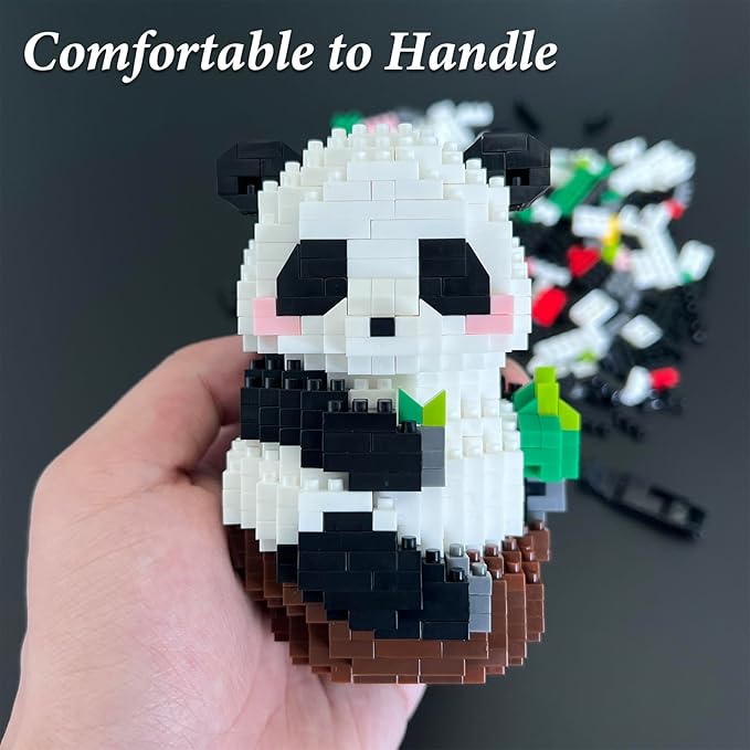 Mini Building Blocks- Leaning Panda, Party Favors- Micro Blocks Panda Toy for Kids 6 7 8 9 10+, Mini Blocks Building Sets for Adults, Easter/Birthday for Boys and Girls(610PCS)