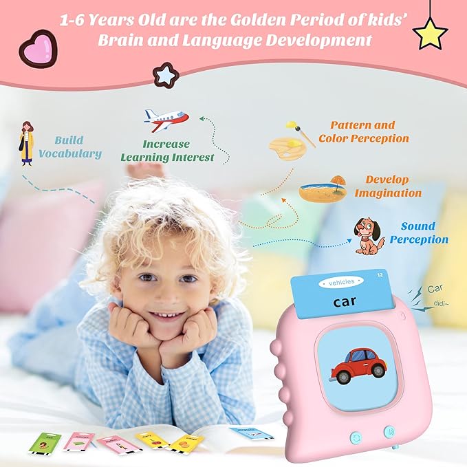 Learning Toys for Toddlers 1-3 - Montessori Toddler Toys Birthday Gift for 1 2 3 4 5 Year Old Girls, 224 Sight Words Talking Flash Cards, Autism Sensory Toys for Autistic Children, Educational Toys