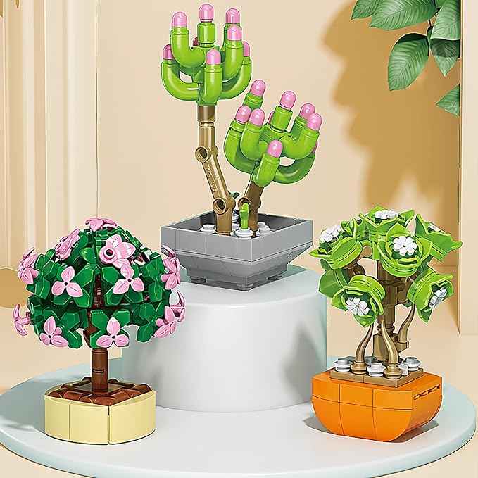 Valentines Day Gifts for Kids 6-12, 24 Pack Succulents Flower Bouquets Building Blocks with Gift Cards for School Classroom, Bulk Boy Girl Class Valentine Party Favors Exchange Gift Goodie Bag Stuffer