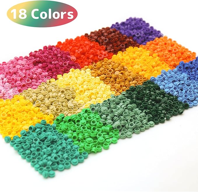 WYSWYG 1040 PCS Round Dots Building Bricks- 18 Colors Mosaic & Custom Pixel Art Blocks - Transparent Pieces, Studs & Bulk for MOC Accessories Kit, Compatible with Legos Plates